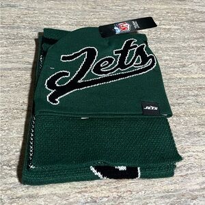 NWT NFL Jets Green Beanie and Scarf Set
